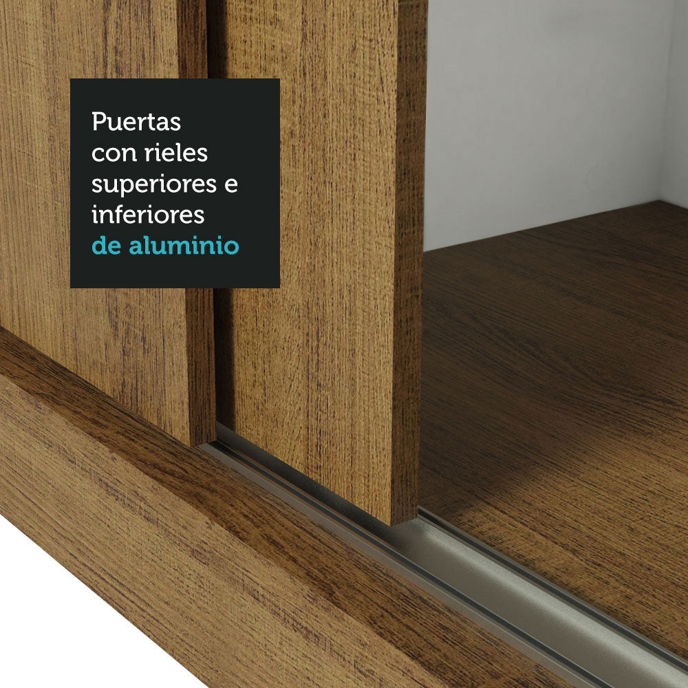 Clóset Matrimonial 3 Puertas Corredizas con Espejos con Patas Marrón Monaco