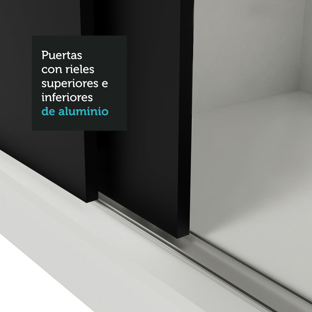 Clóset Matrimonial Reno 3 Puertas Correderas - Blanco/Negro