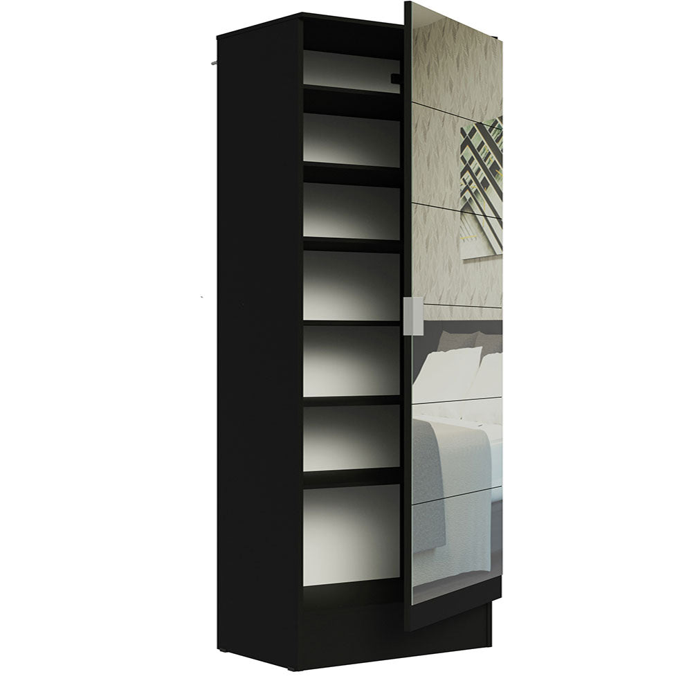 Zapatera Isis 1 Puerta con Espejo Negro