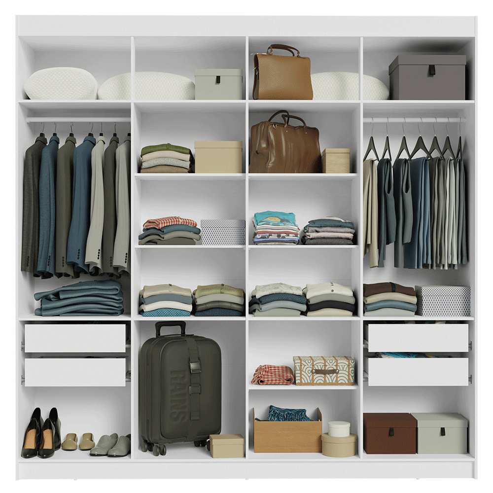 Clóset Matrimonial Venus 216 cm Sin Puertas 4 Cajones Blanco