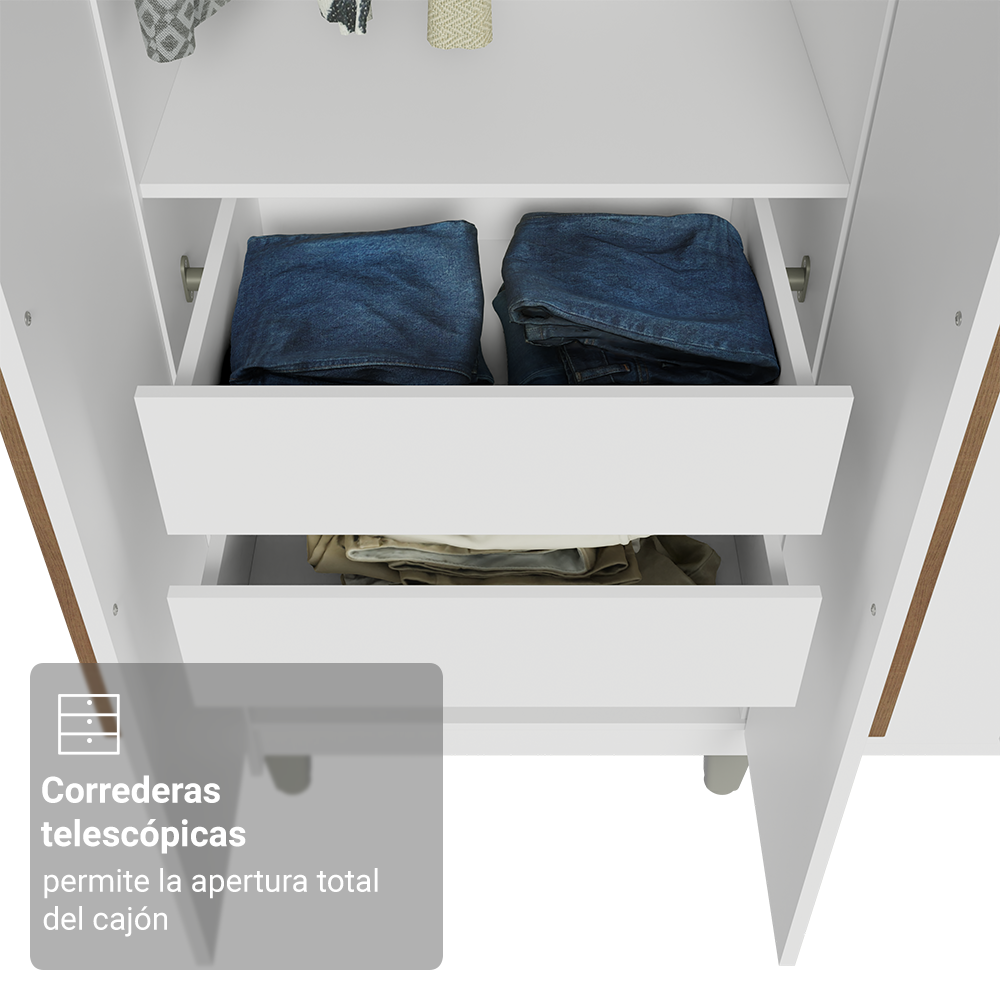 Clóset Matrimonial Venus 8 Puertas Batientes con Espejo con Patas Blanco/Blanco/Marrón