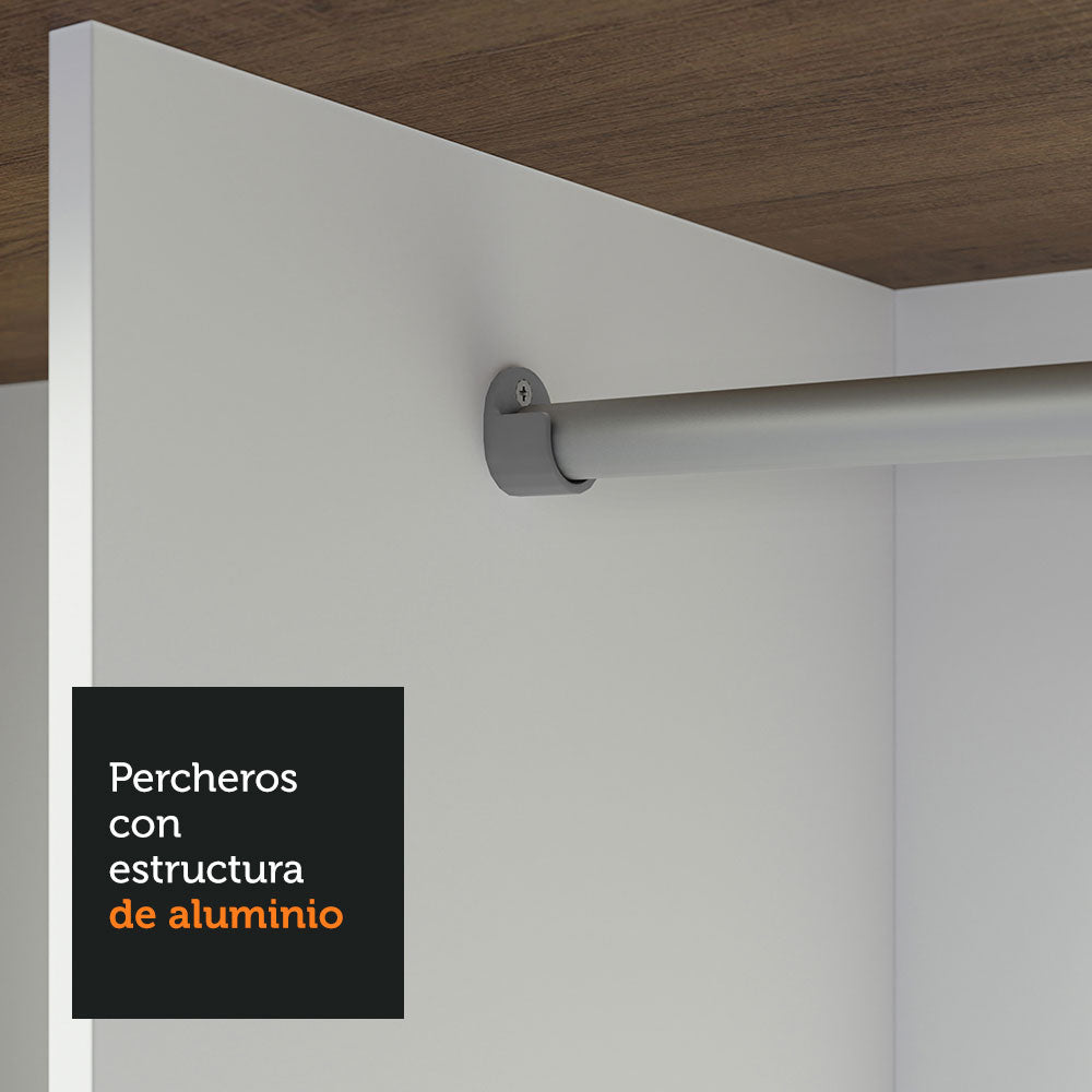 Clóset Matrimonial 3 Puertas Corredizas con Espejo 4 Cajones Marrón Sublime Plus