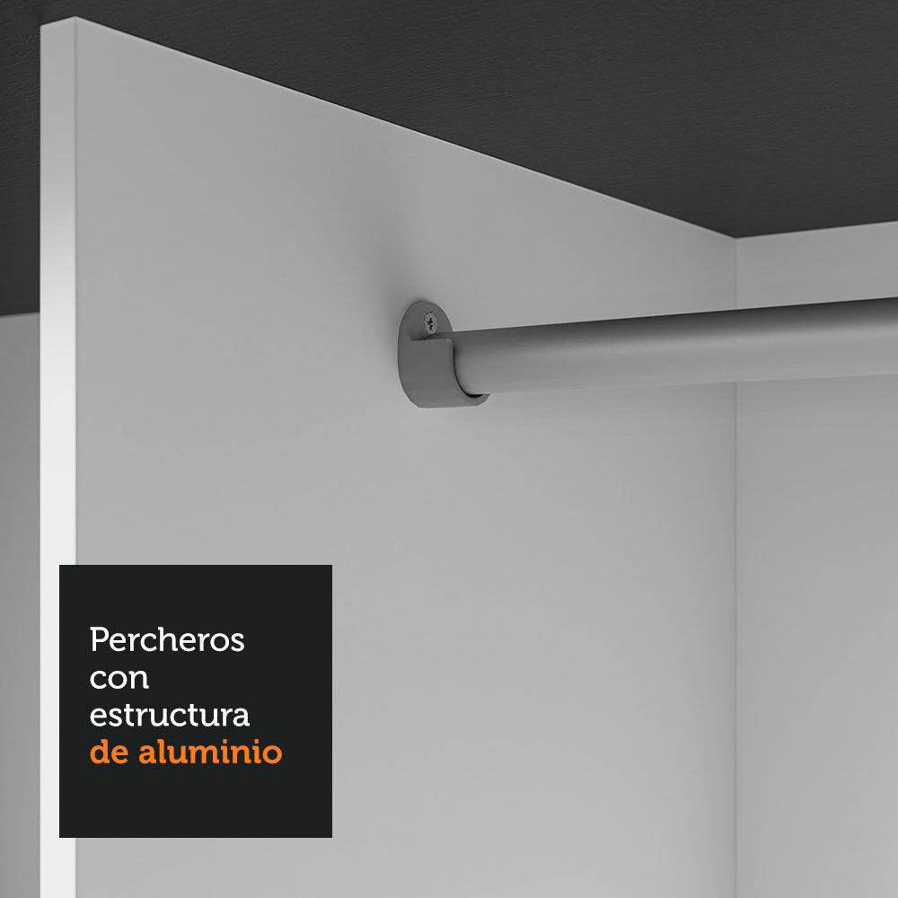 Clóset Matrimonial 3 Puertas Corredizas con Espejo 4 Cajones Negro/Gris Sublime Plus