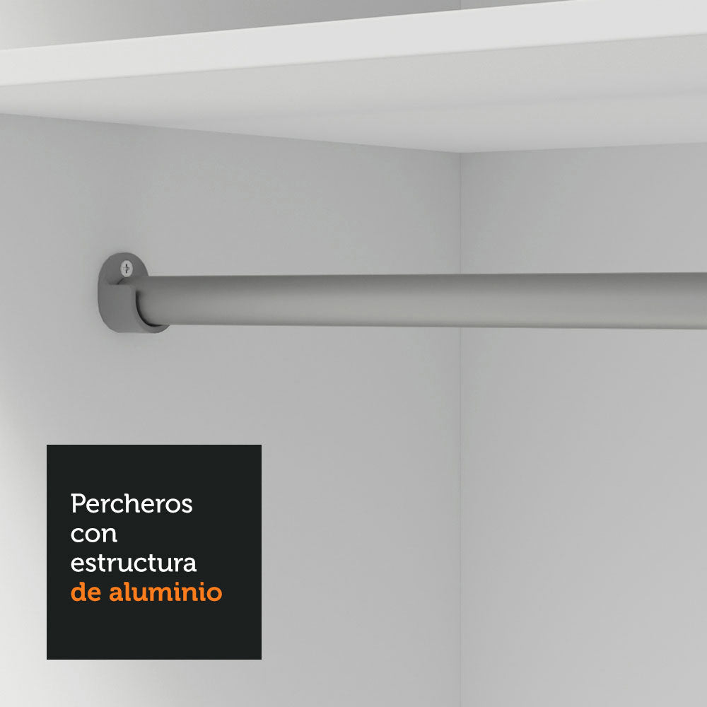 Clóset 2 Puertas Corredizas con Espejo 4 Cajones Blanco Vivare Plus