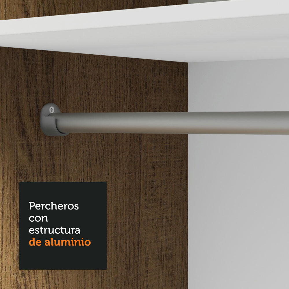 Clóset Soltero 2 Puertas Corredizas con Espejo 2 Cajones Marrón/Gris Vivare