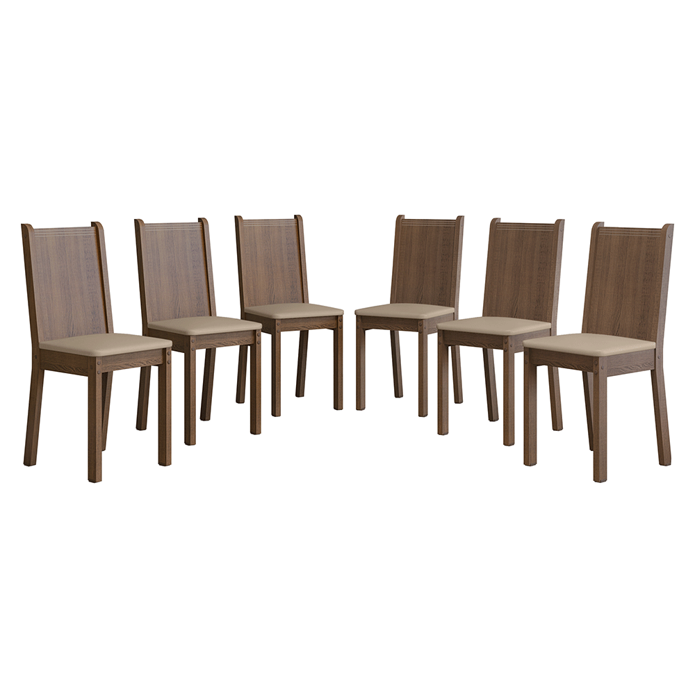 Juego de 6 Sillas 4290 Marrón/Sintético Beige