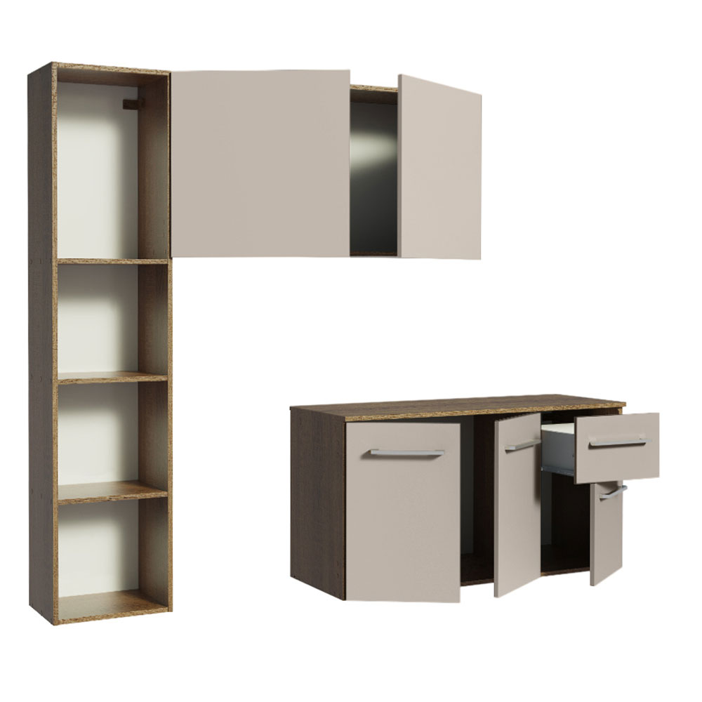 Cocina Compacta 120cm Marron/Crema Easy