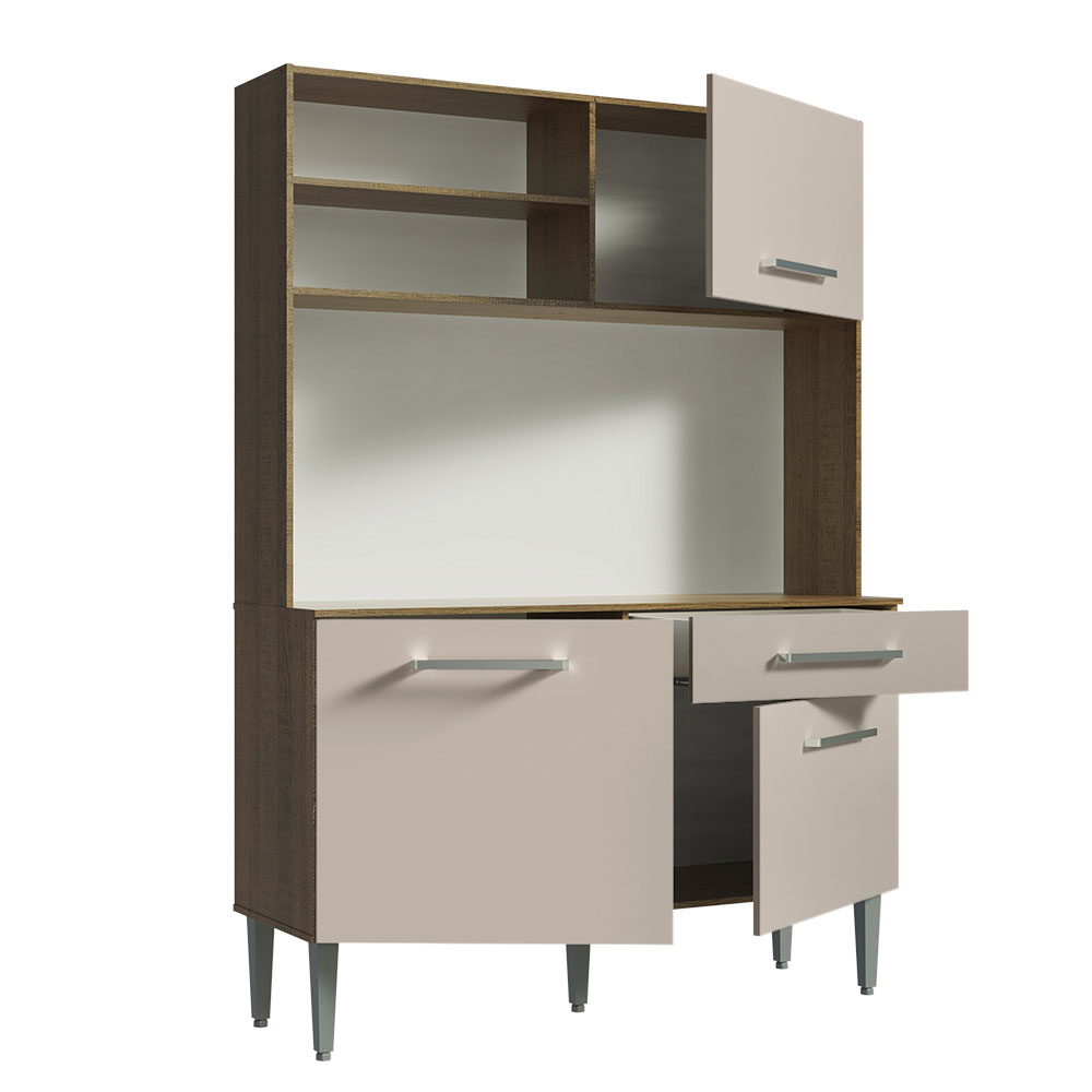 Cocina Compacta 120cm Marron/Crema Life