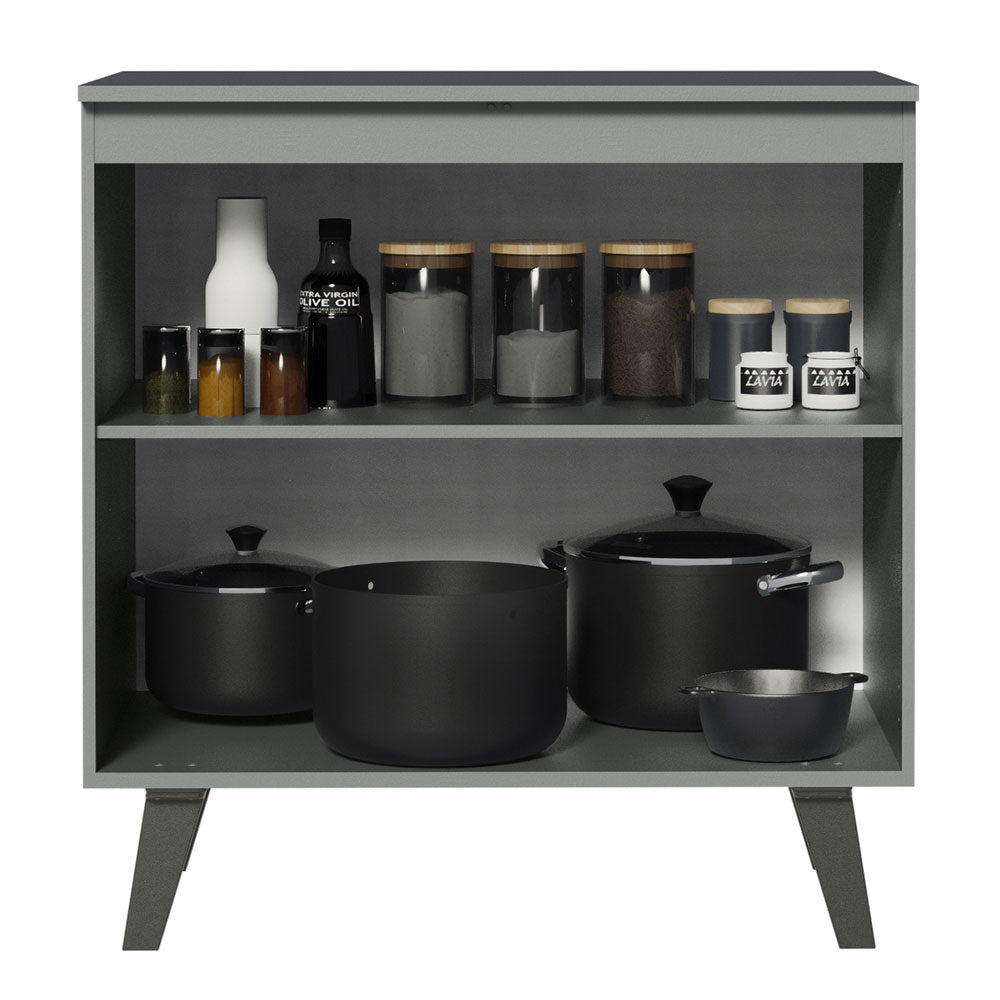 Gabinete Bajo 80 cm 2 Puertas Con Patas Gris Nice Madesa