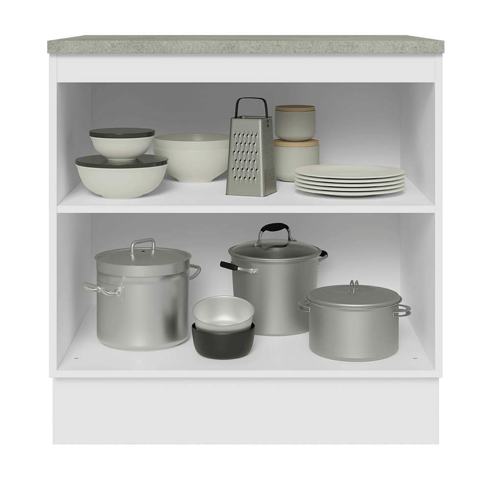 Gabinete Bajo de Cocina 80 cm 2 Puertas Blanco/Gris Lux Madesa