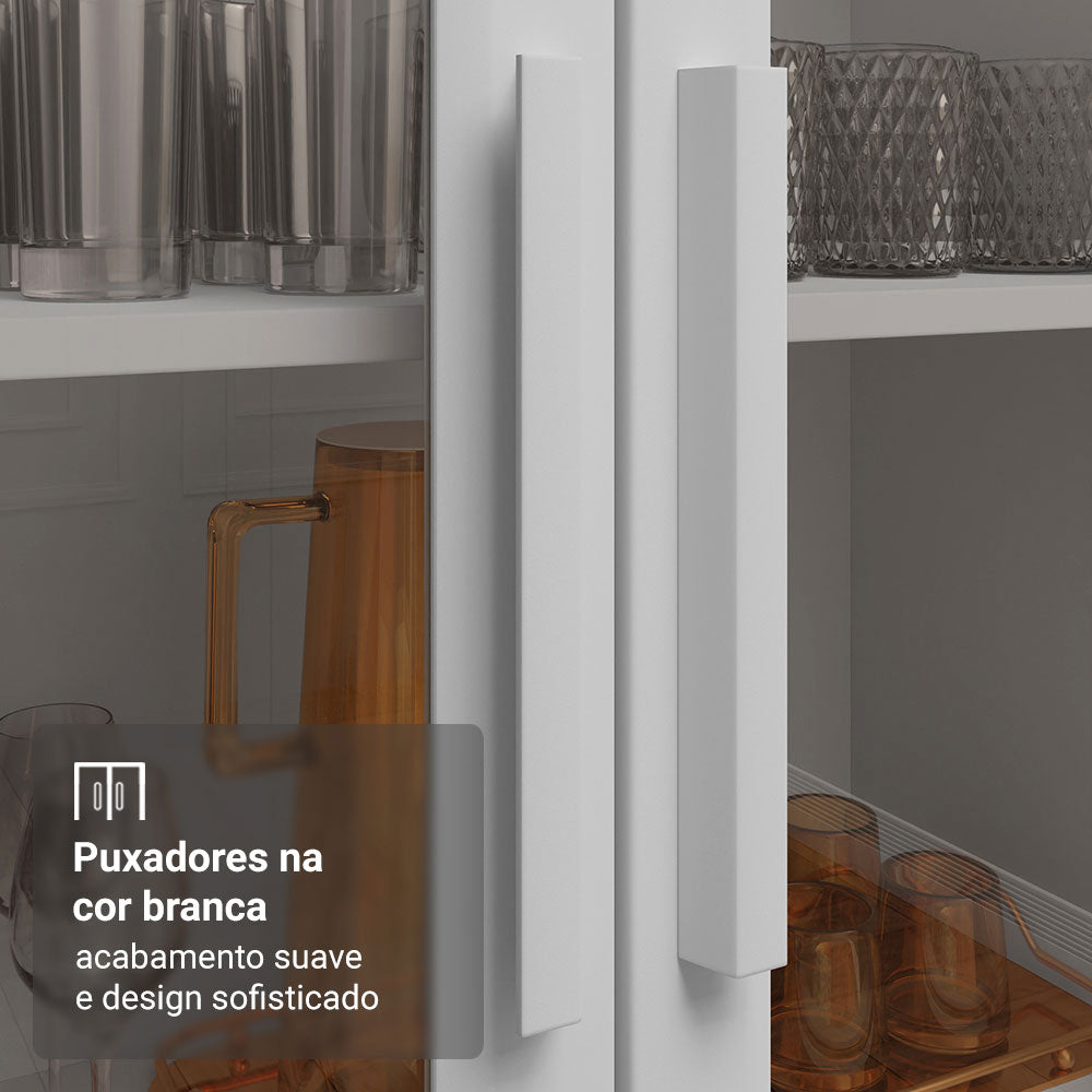 Mueble de Cocina Vitrina 70cm 2 Puertas de Vidrio Blanco Madesa
