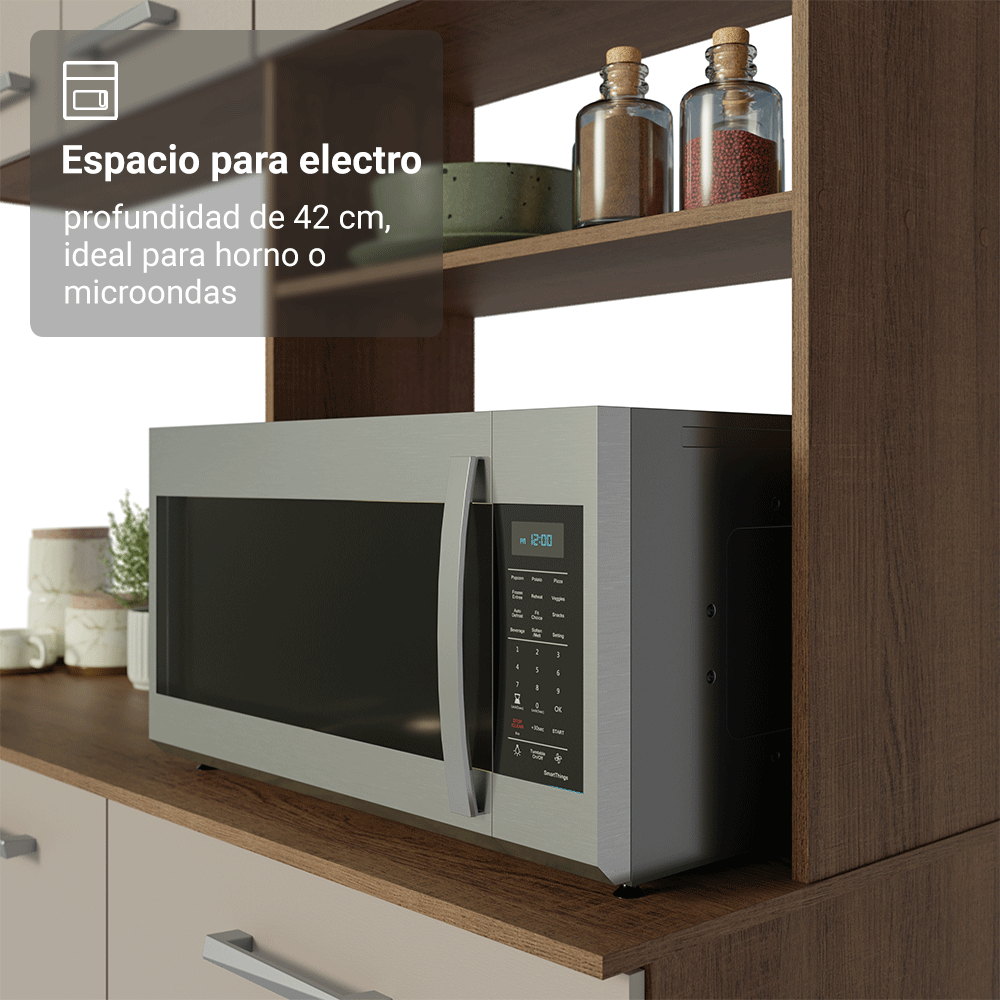 Cocina Integral 196cm Marrón/Crema Aura Madesa 01