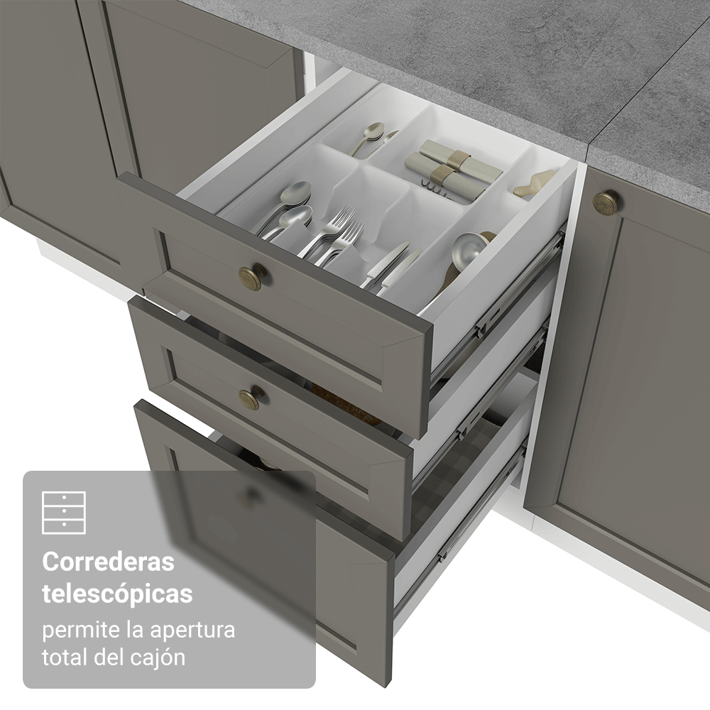 Cocina Integral 270 cm Blanco/Gris Vik Madesa 01