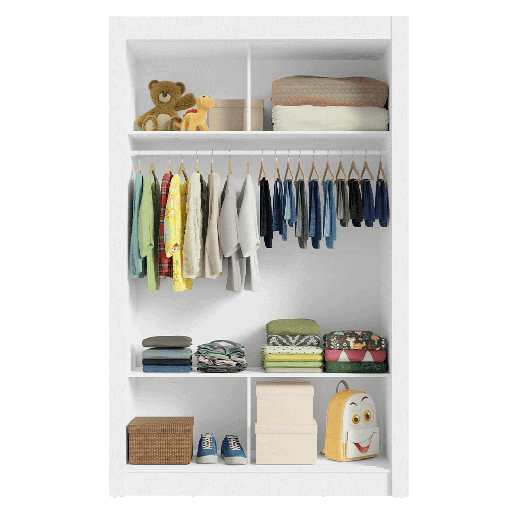 Recámara Infantil Clóset 117cm 2 Puertas con Espejo y Cómoda Blanco