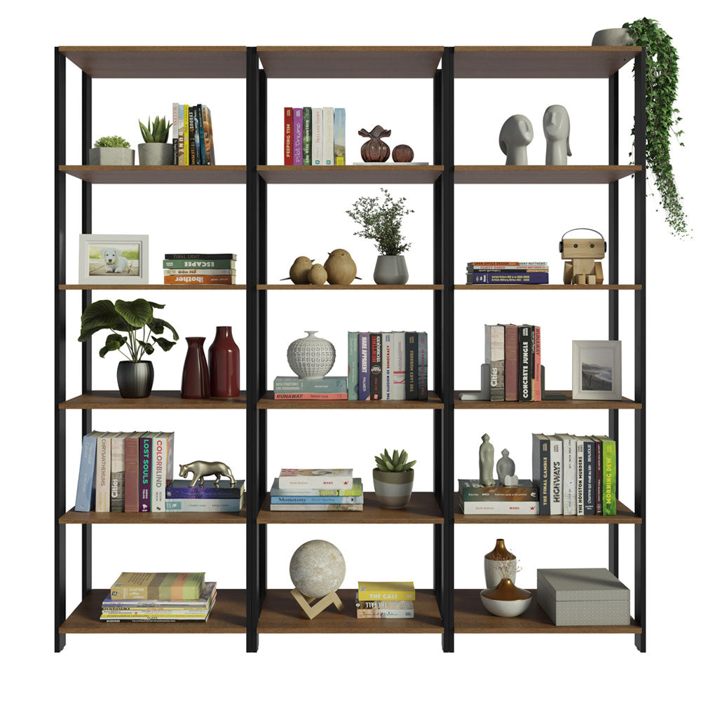 Estante Librero 177cm Marrón/Negro