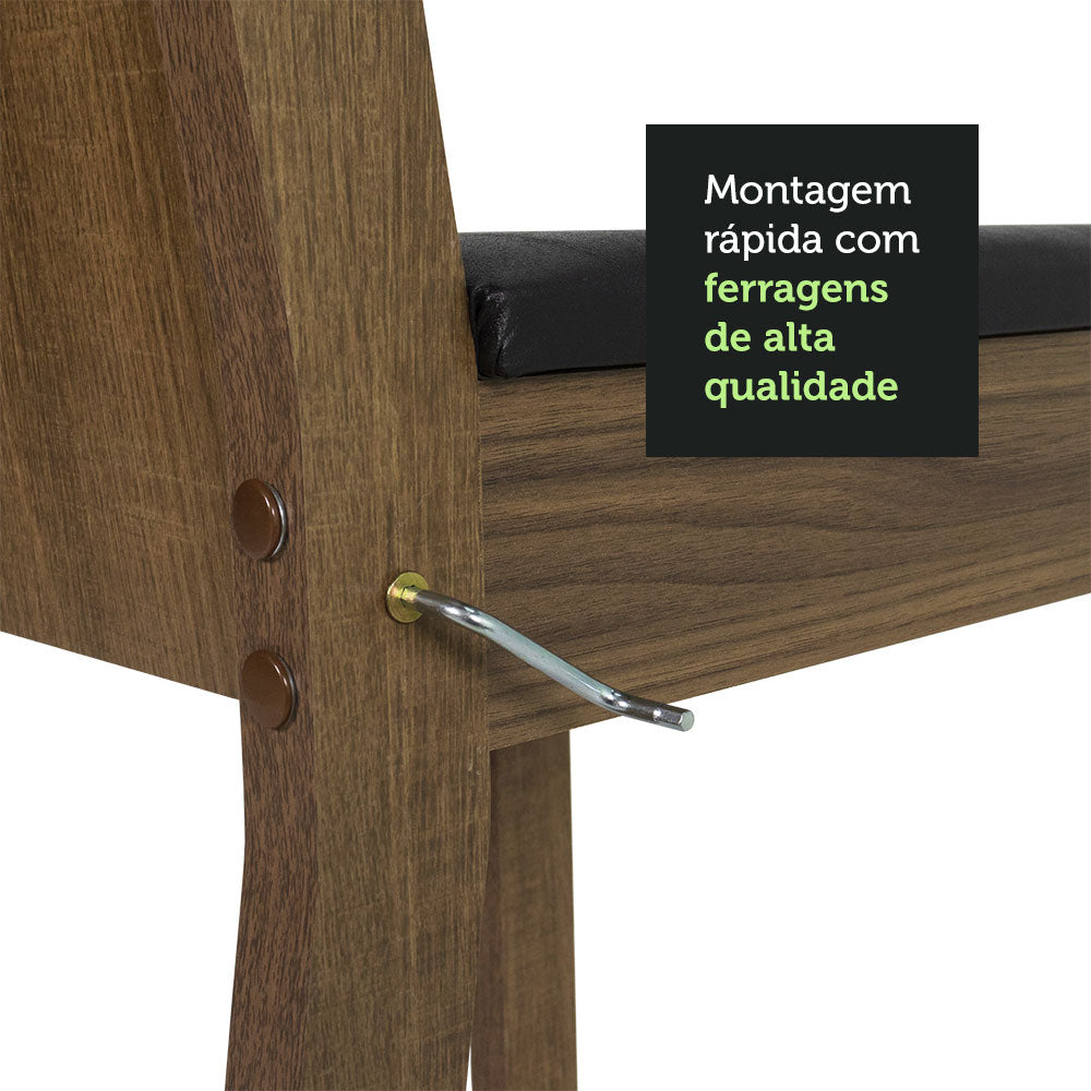 Juego de Comedor Encimera de Vidrio Circular 4 Sillas Marrón/Negro Paula