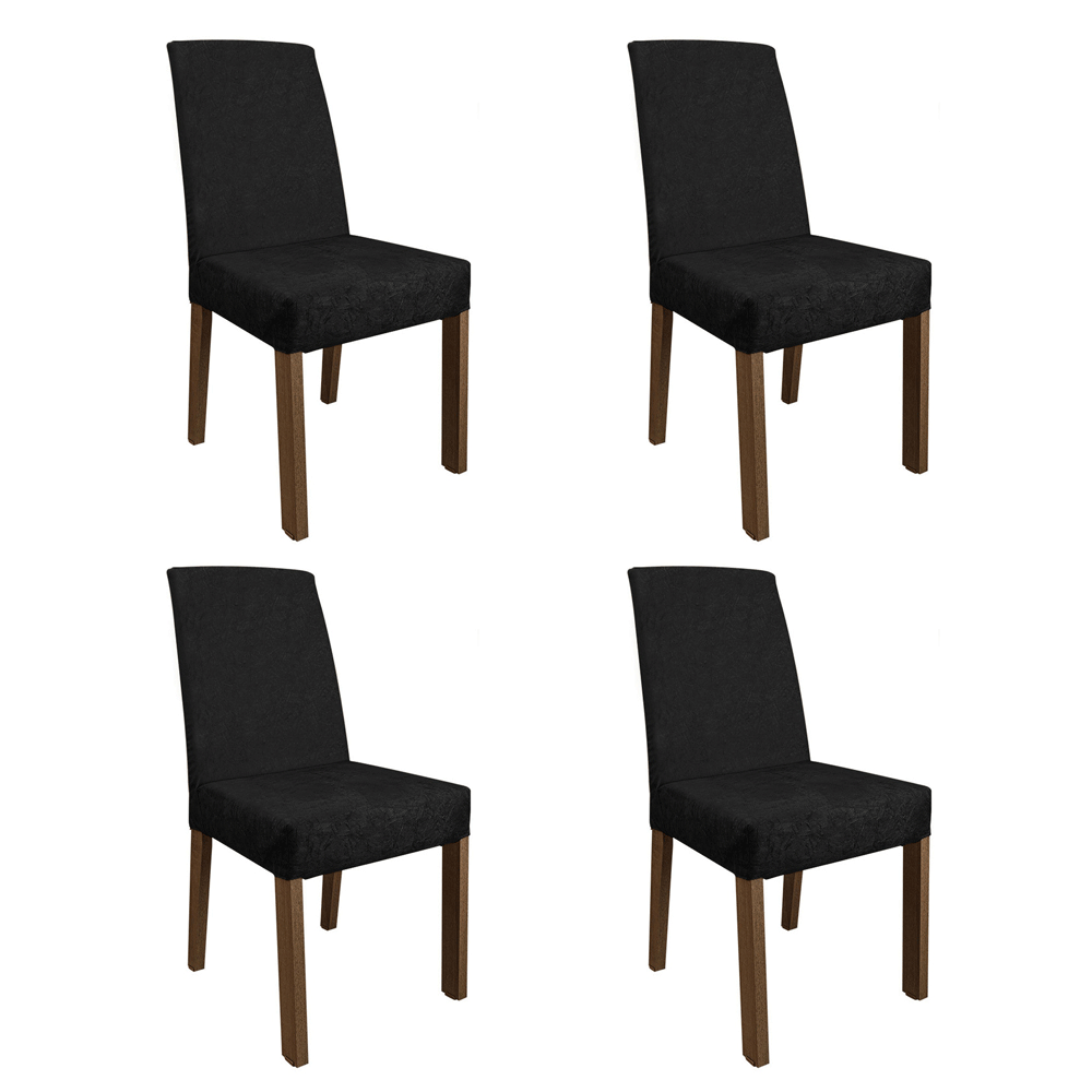 Juego de Comedor Mesa con Encimera de Vidrio 4 Sillas Marrón/Oxford Zion