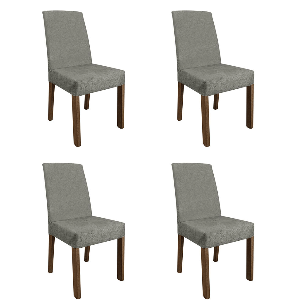 Juego de Comedor Mesa con Encimera de Vidrio 4 Sillas Marrón/Silver Zion