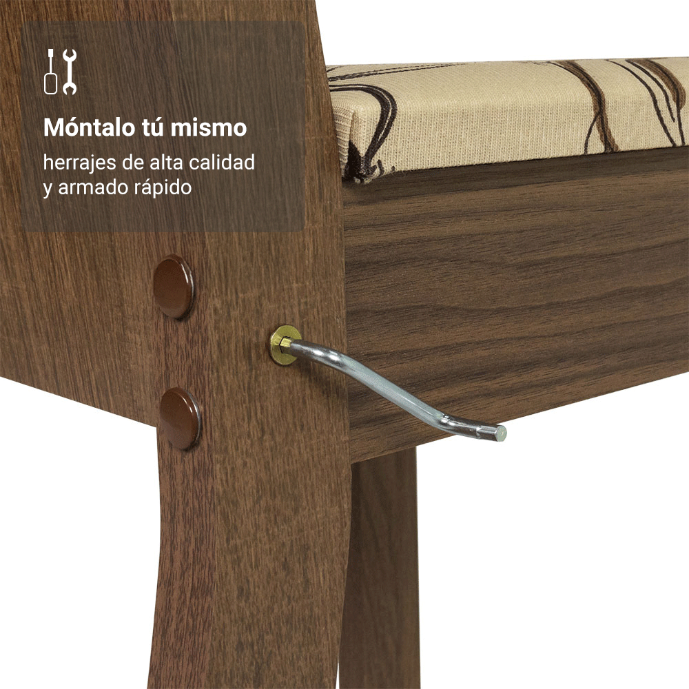 Juego de Comedor Analu Mesa con Encimera y 6 Sillas Marrón/Lírio Beige