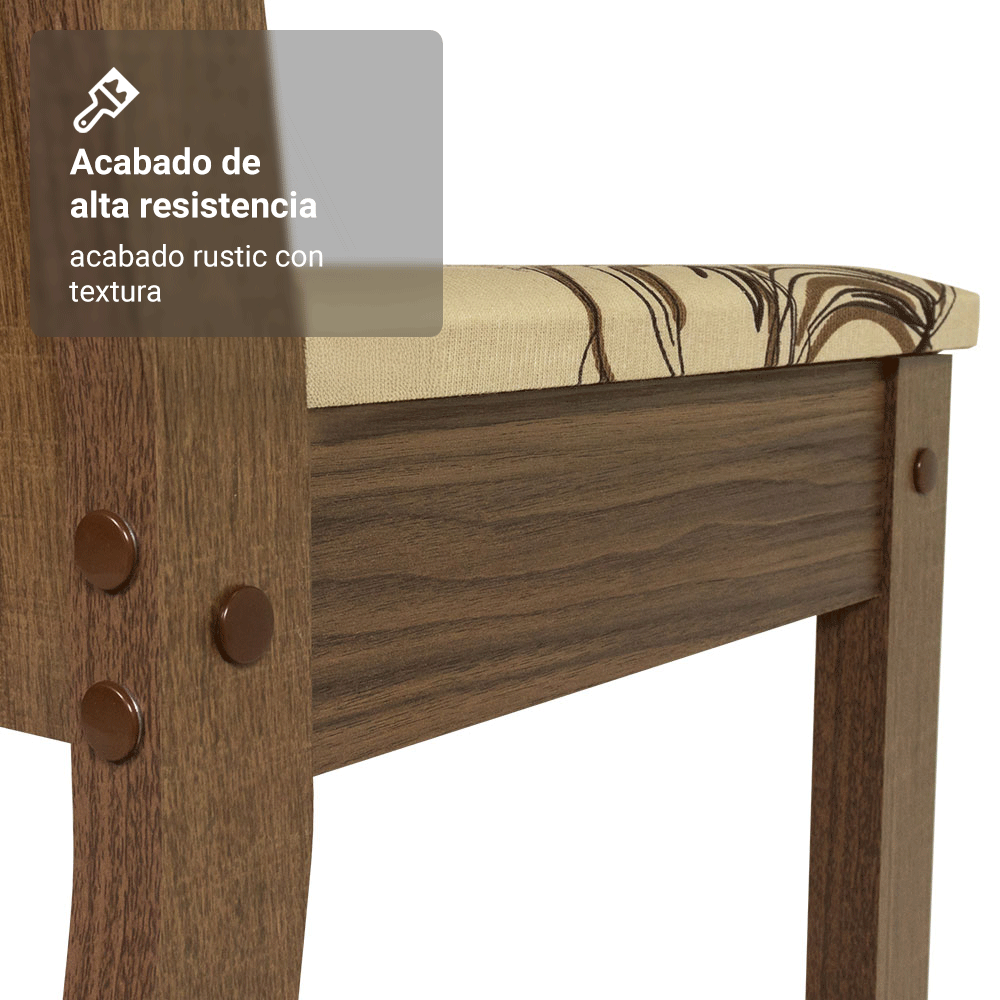Juego de Comedor Analu Mesa con Encimera y 6 Sillas Marrón/Lírio Beige