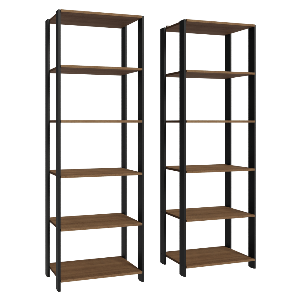 Kit con 2 Estantes Despensero 5 Niveles 118cm Marrón/Negro