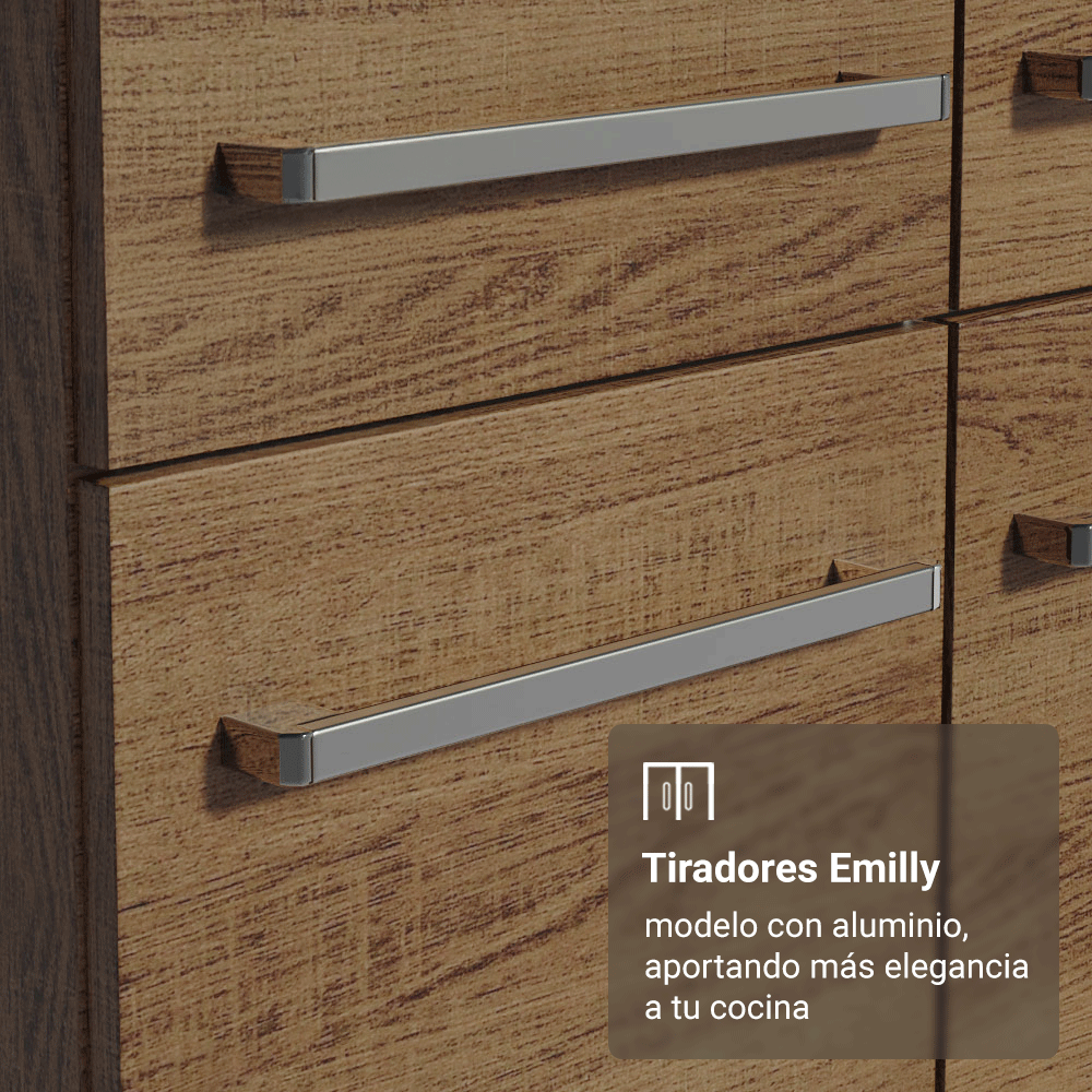 Kit Cocina Gabinete Bajo 3 Puertas 1 Cajón y Estante Despensero 5 Niveles Marrón/Negro