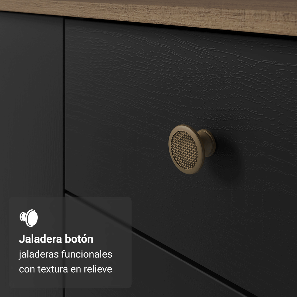 Kit Cocina Gabinete Bajo 3 Puertas 2 Cajones y Estante Despensero 5 Niveles Marrón/Negro