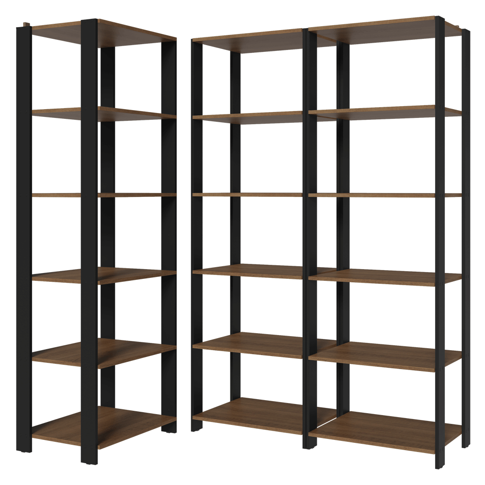 Kit con 3 Estantes Despensero de Esquina 5 Niveles 177cm Marrón/Negro