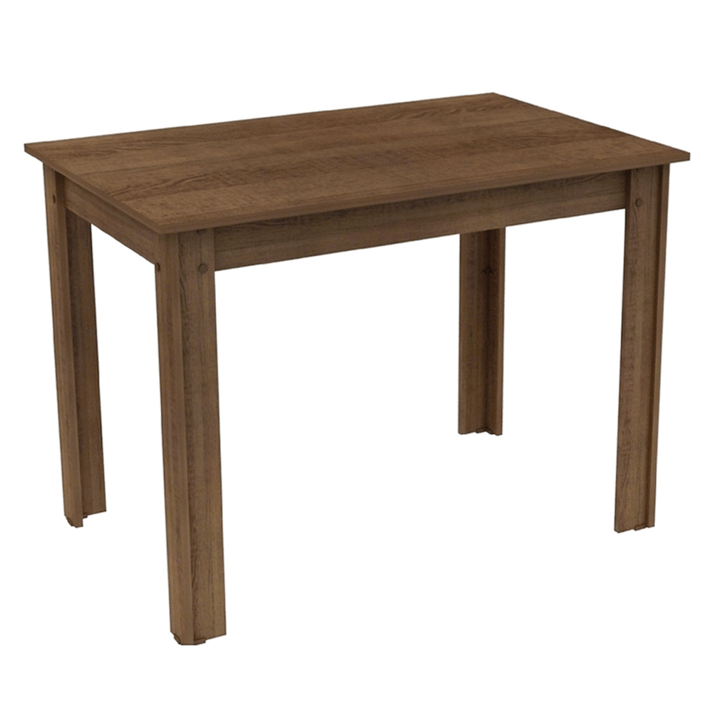 Juego de Comedor Mesa de Madera + 4 Sillas Color Marrón Tapizadas en Tela Sintética Beige Madesa Rute