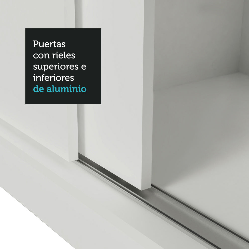 Clóset Matrimonial Lyon Plus 3 Puertas Correderas con Espejo 4 Cajones Blanco