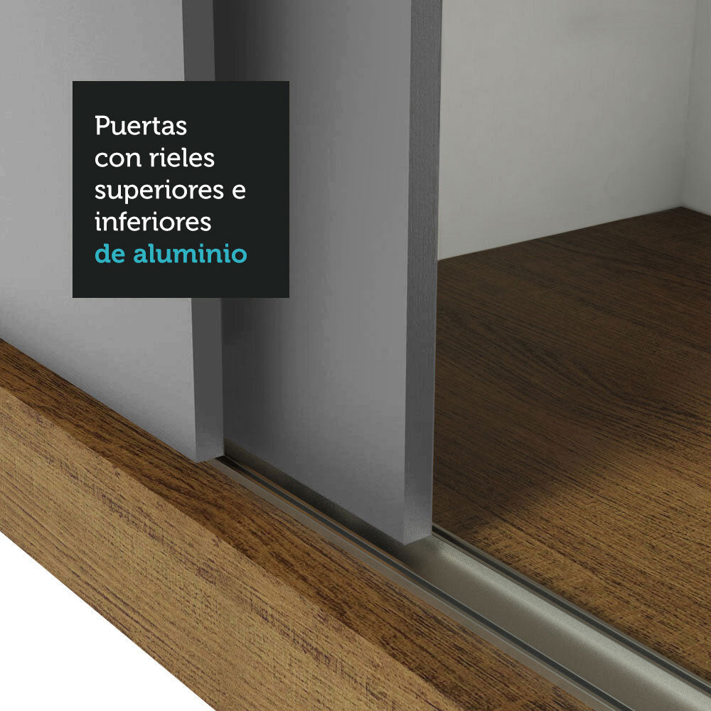 Clóset Matrimonial 3 Puertas Corredizas con Espejos Marrón/Gris Monaco