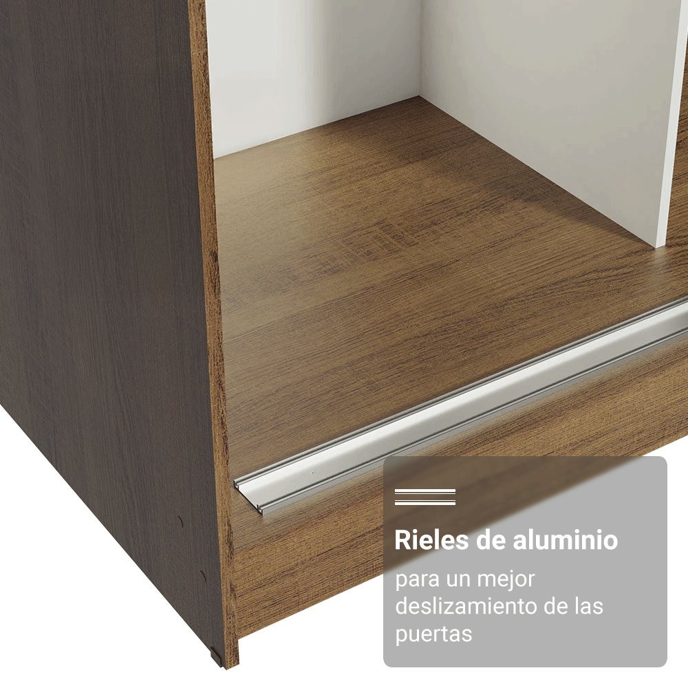 Clóset Matrimonial con Patas 3 Puertas Corredizas con Espejo Marrón Reno Madesa