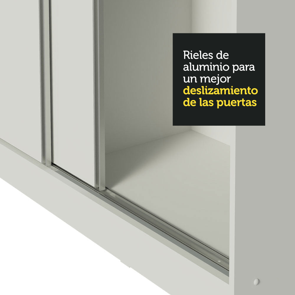 Clóset Matrimonial 100% MDF 3 Puertas Corredizas con Espejos Blanco con Patas Eros