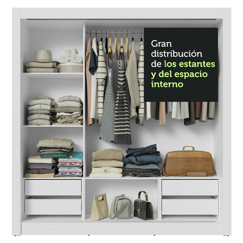 Clóset Matrimonial 3 Puertas Corredizas Blanco/Negro Sublime Plus