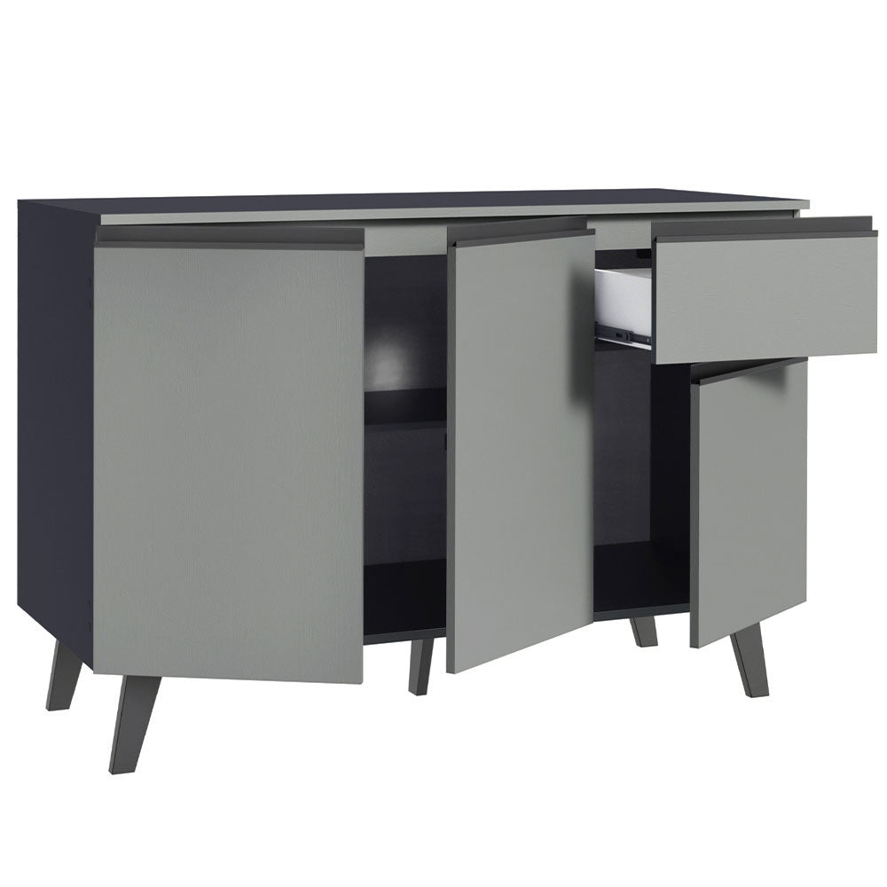 Gabinete Bajo 120 cm 1 Cajón 3 Puertas Gris Nice Madesa