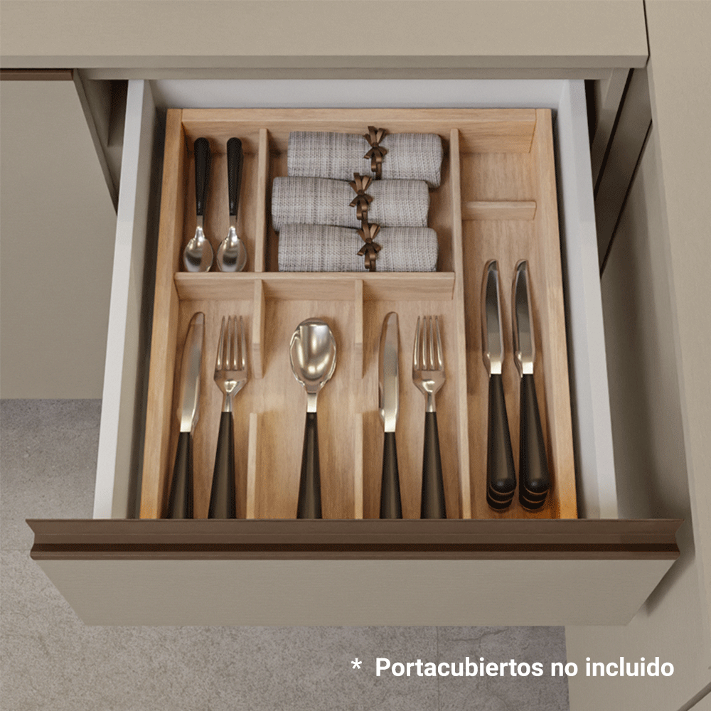 Gabinete Bajo de Cocina 120 cm 3 Puertas 1 Cajón Con Patas Crema Nice Madesa