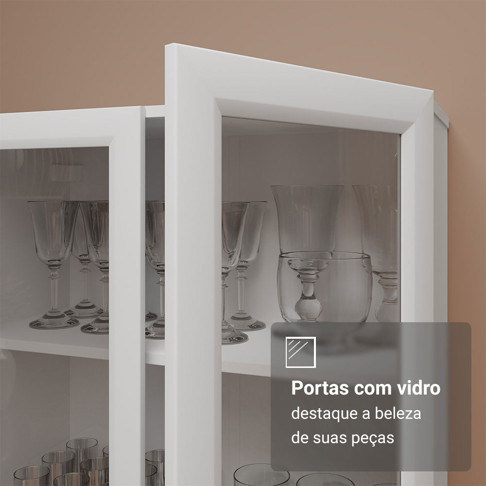 Mueble de Cocina Vitrina 70cm 2 Puertas de Vidrio Blanco Madesa