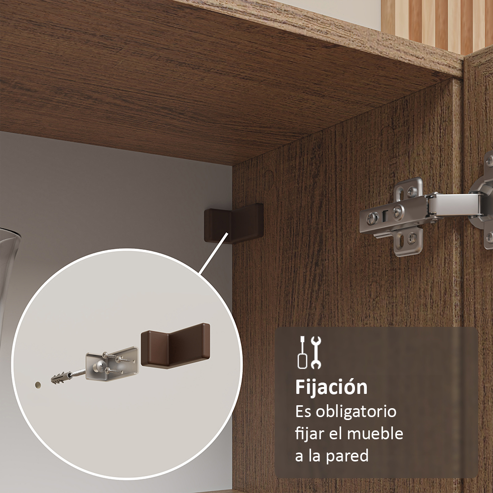 Vitrina 70 cm 2 Puertas de Vidrio con Patas Cónicas Marrón/Blanco Madesa
