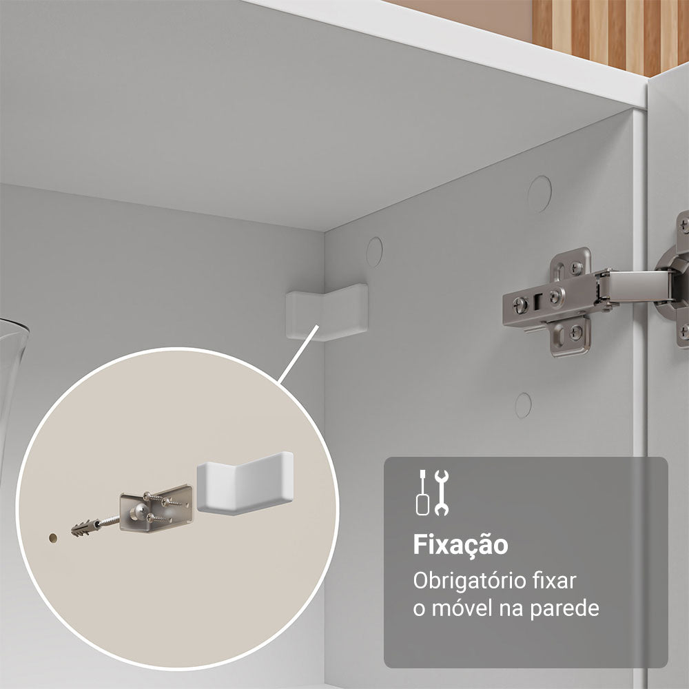 Mueble de Cocina Vitrina 70cm 2 Puertas de Vidrio con Patas Blanco/Marrón Madesa