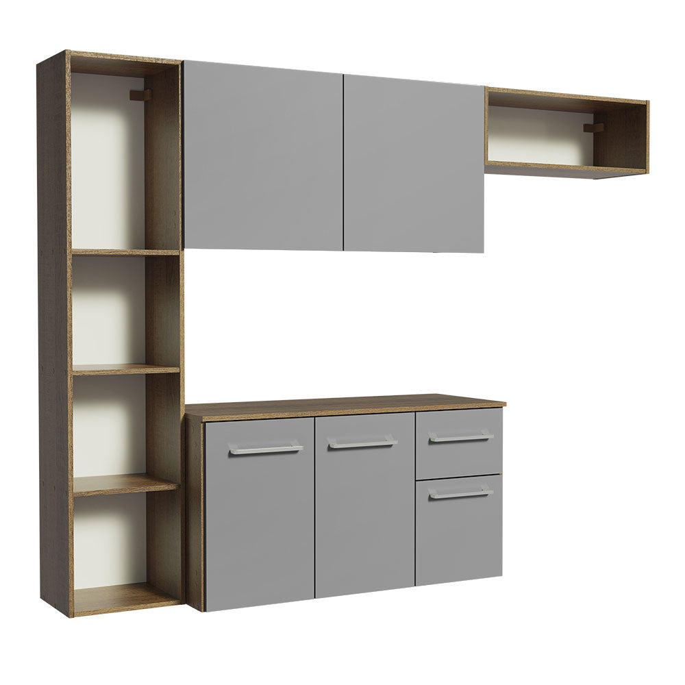 Cocina Integral 180cm Marrón/Gris Easy