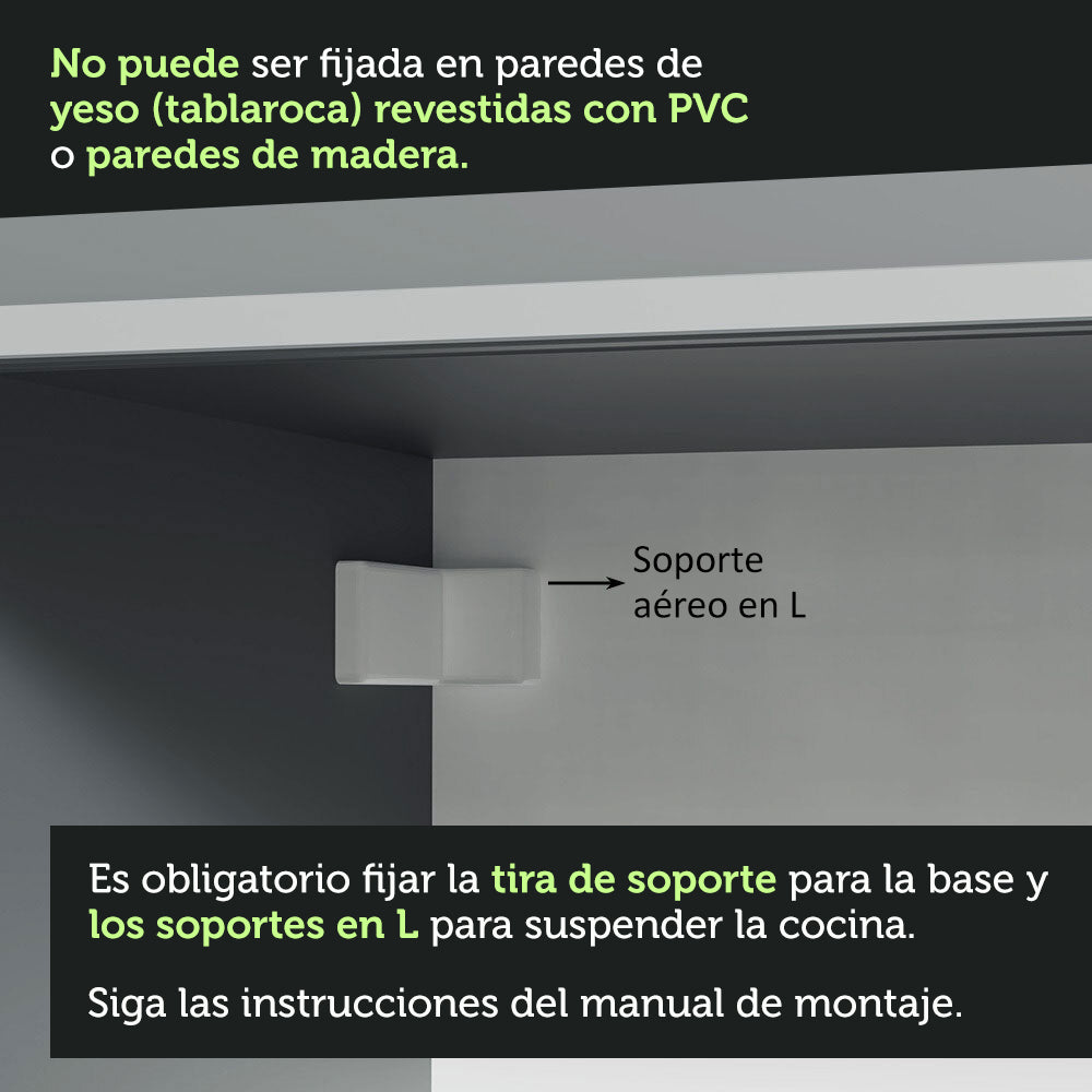 Cocina Integral 260 cm sin Patas Gris Nice 11
