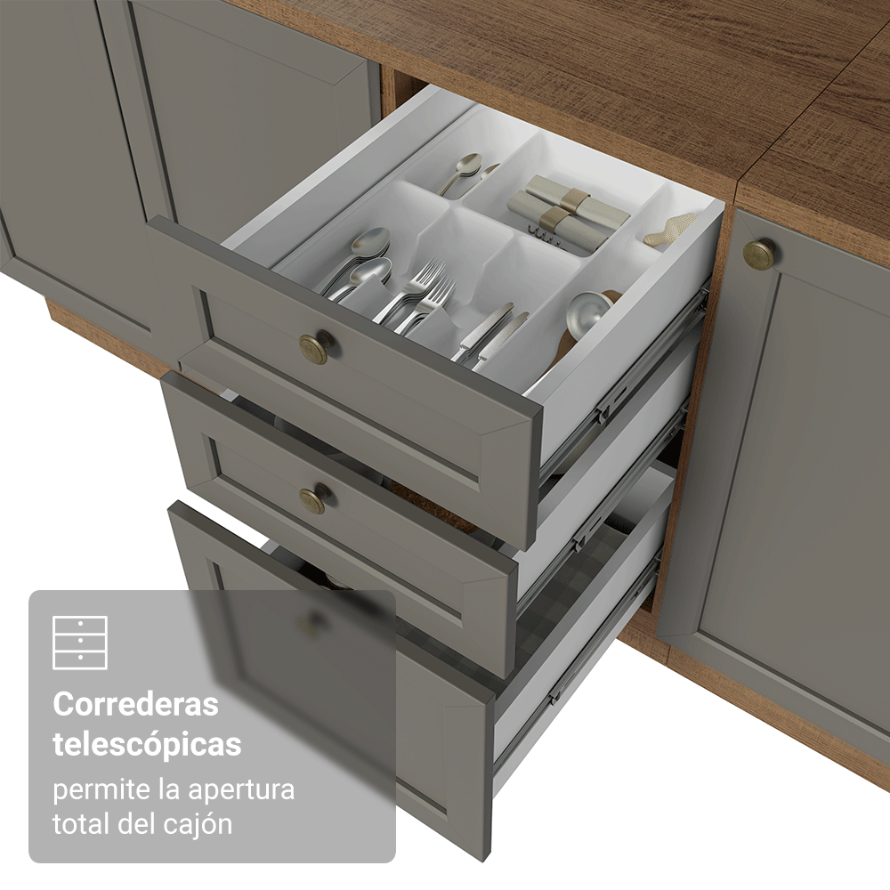 Cocina Integral 180 cm Marrón/Gris Vik Madesa 04
