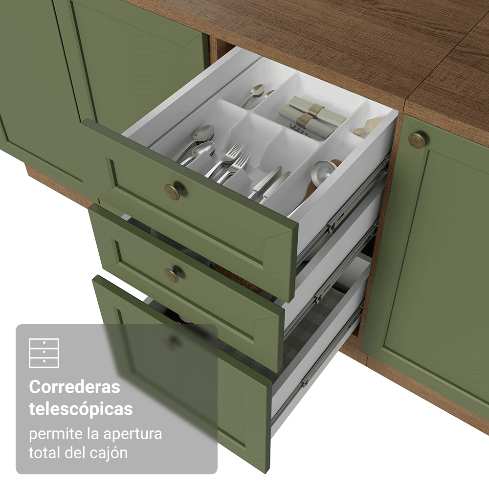 Cocina Integral 270 cm Marrón/Verde Vik Madesa 03