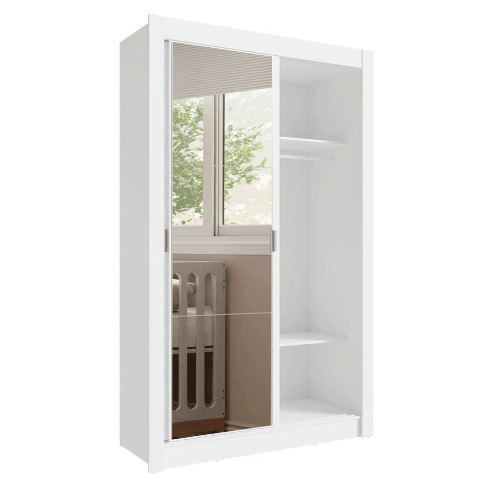 Recámara Infantil Clóset 117cm 2 Puertas con Espejo y Cómoda Blanco