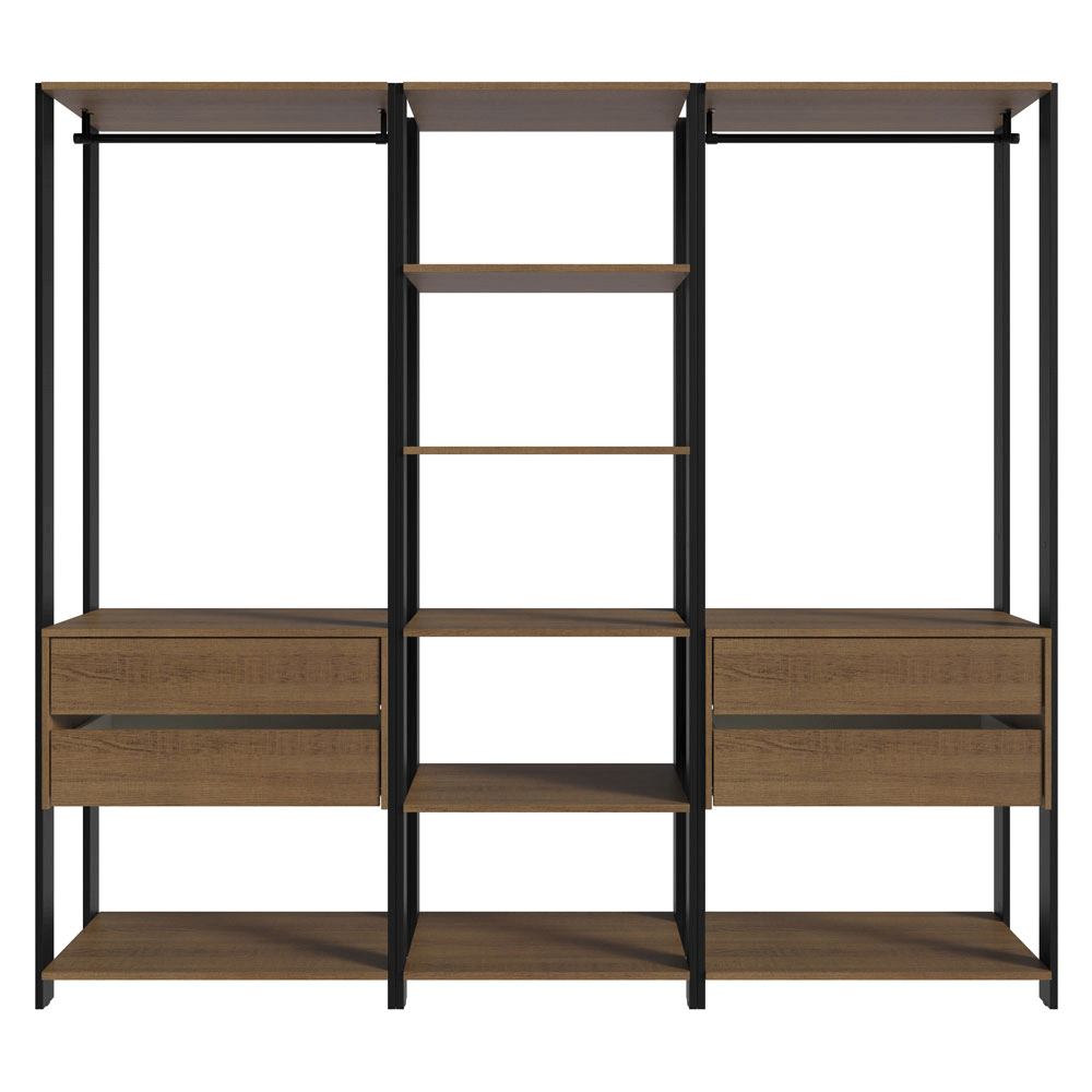 Clóset Modulado 4 Cajones 199cm Marrón/Negro 02 Valencia