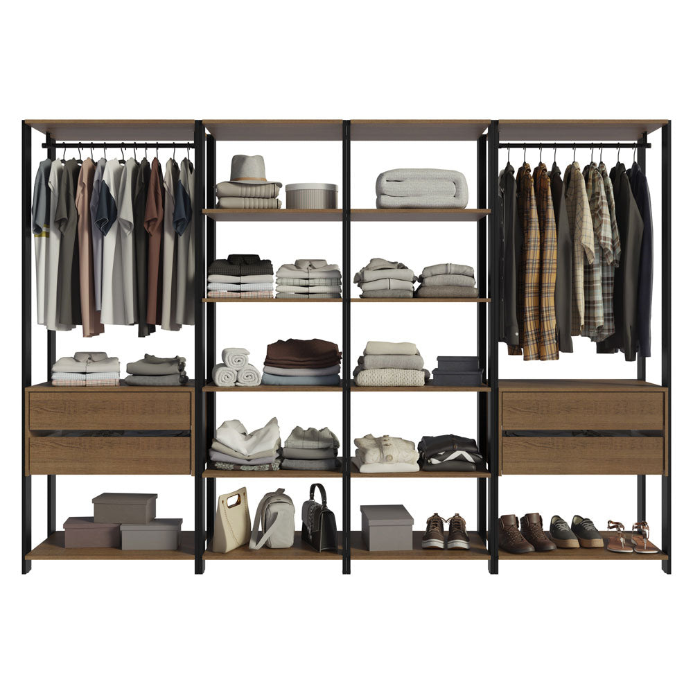 Clóset Modulado Valencia 4 Cajones 258cm Marrón/Negro 02