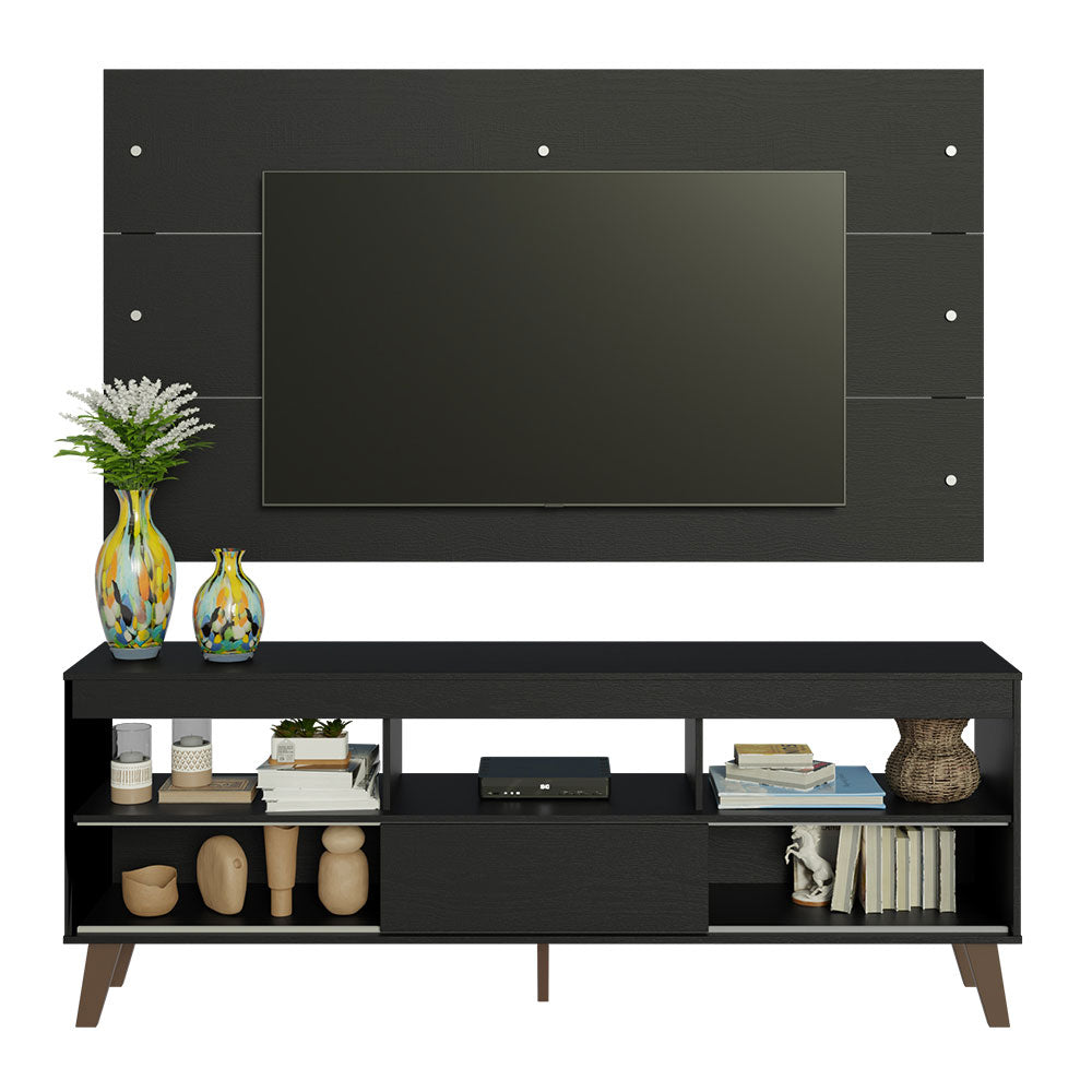 Mueble con Panel para TV hasta 65 Pulgadas con patas Negro Texas Madesa