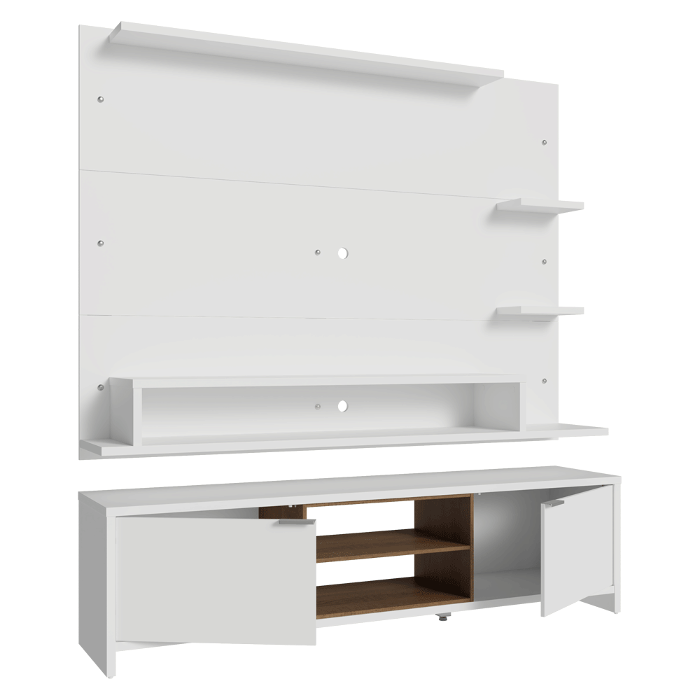 Mueble con Panel para TV hasta 60 Pulgadas 180 cm Blanco/Marrón Metz Madesa