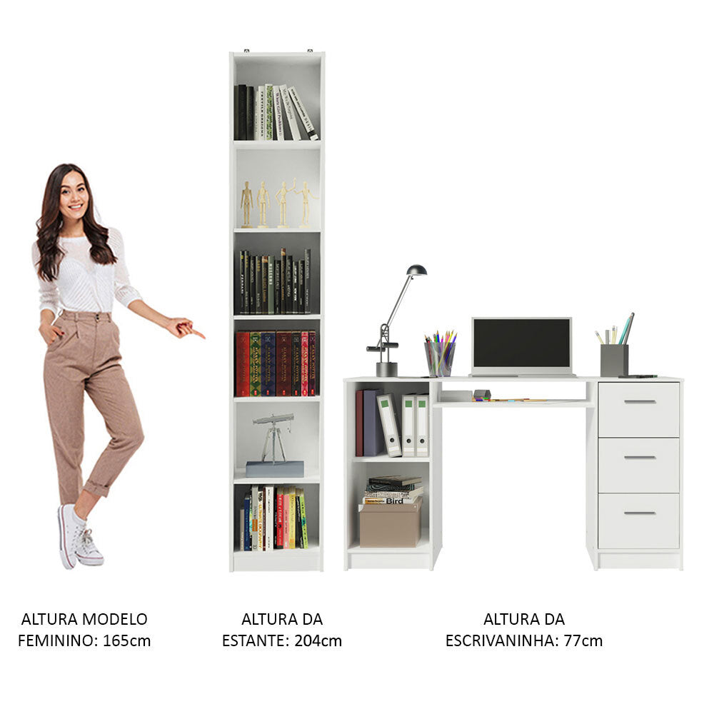 Escritorio Alaska + Estante Librero 6906 Blanco