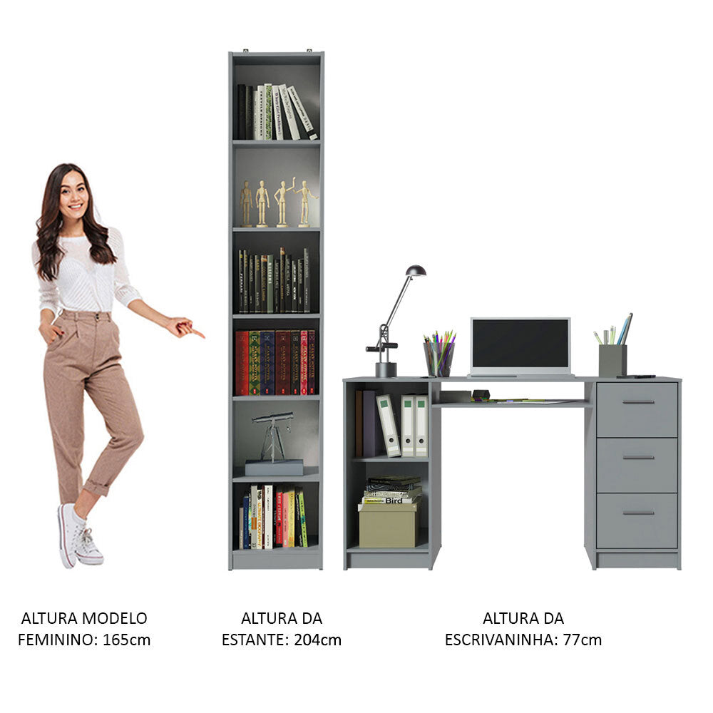 Kit Estante Librero Madesa 6906 y Organizador 9400 Gris